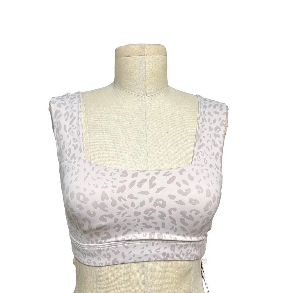 Allfenix Sports Bra Activewear Cheetah Leopard Animal Print White Gray Size XS‎